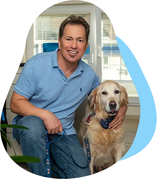 CEO Mr. Brock Miller with his dog Lucky